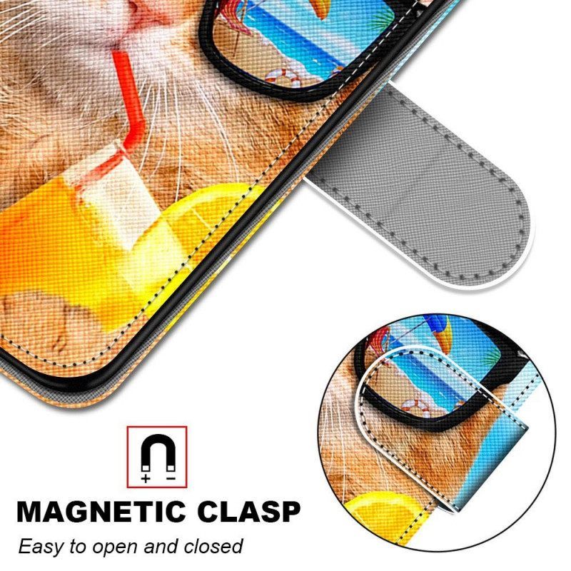 Θήκη Flip Samsung Galaxy M53 5G με κορδονι Strappy Star Cat